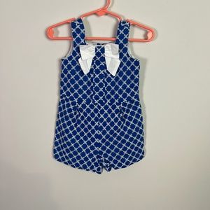 Janie and Jack Blue and White Bow Sleeveless Romper
